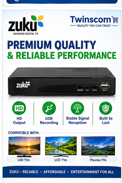 Zuku Digital Satellite Decoder Full Kit – Complete TV Receiver Package with Dish, LNB & Accessories