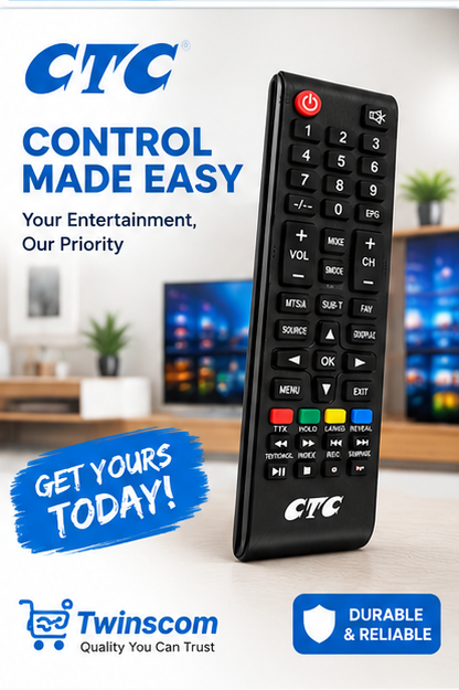 Universal Replacement CTC TV Remote Control – Compatible Smart TV Remote, Easy-to-Use Controller for CTC Televisions, Reliable Buttons & Long-Range Operation