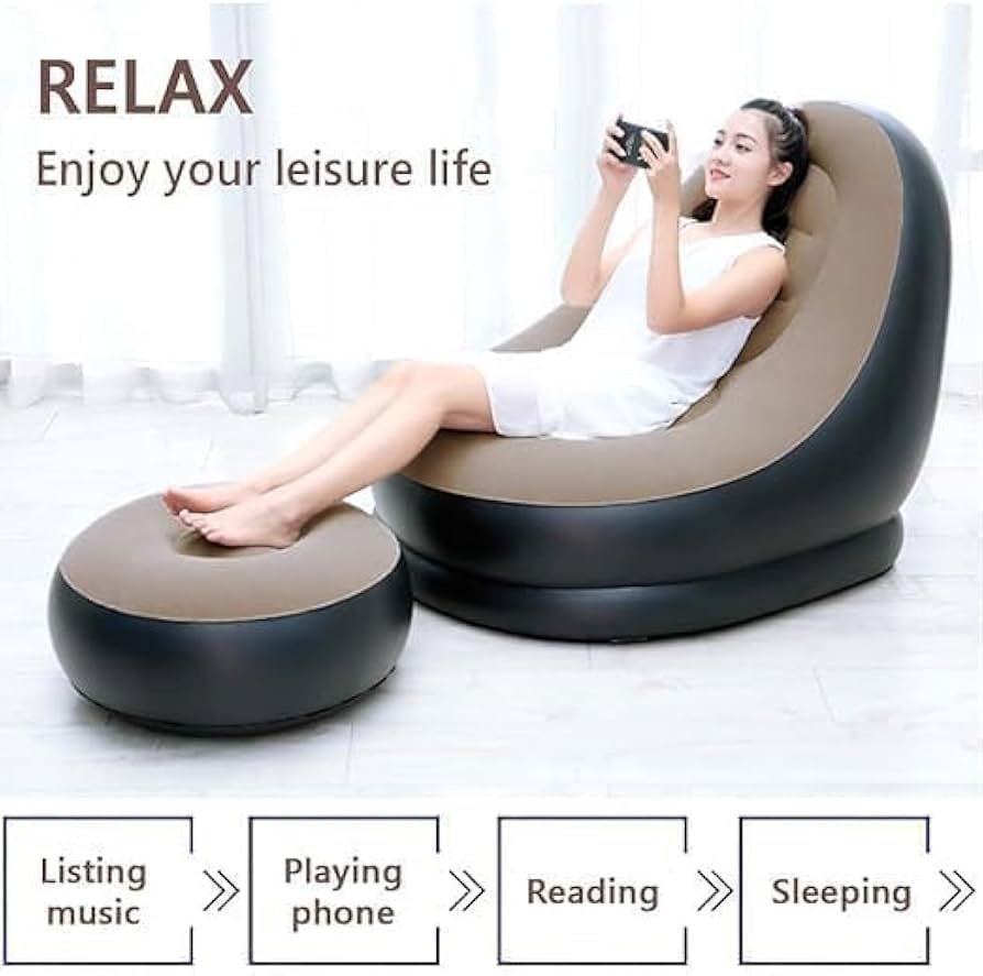 Inflatable Sofa Seat With Foot Stool And Manual Pump