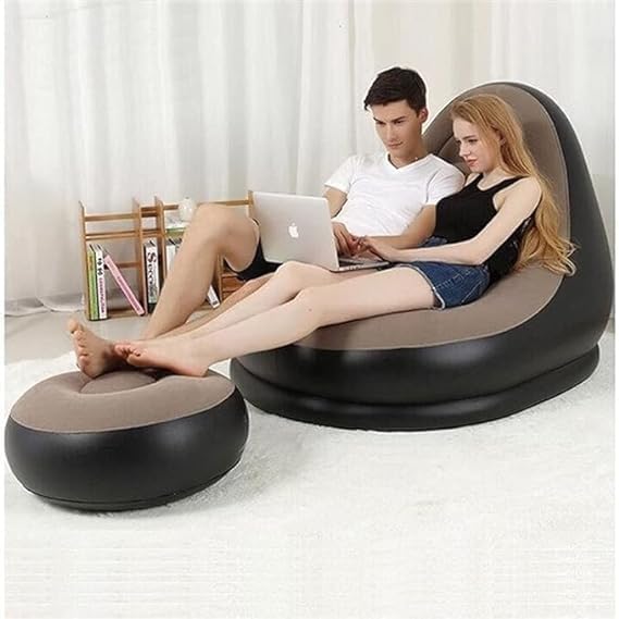 Inflatable Sofa Seat With Foot Stool And Manual Pump