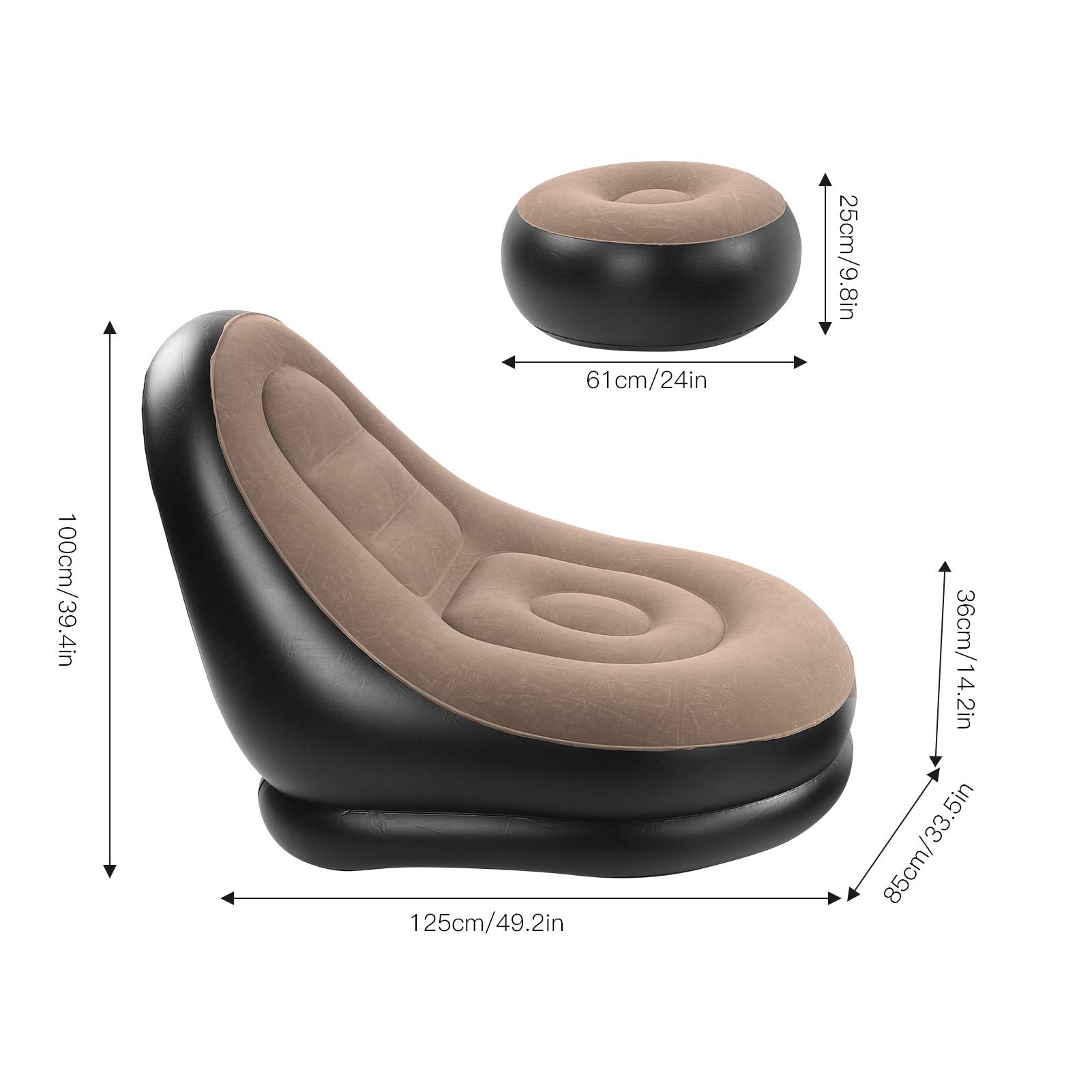 Inflatable Sofa Seat With Foot Stool And Manual Pump