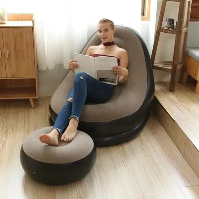 Inflatable Sofa Seat With Foot Stool And Manual Pump