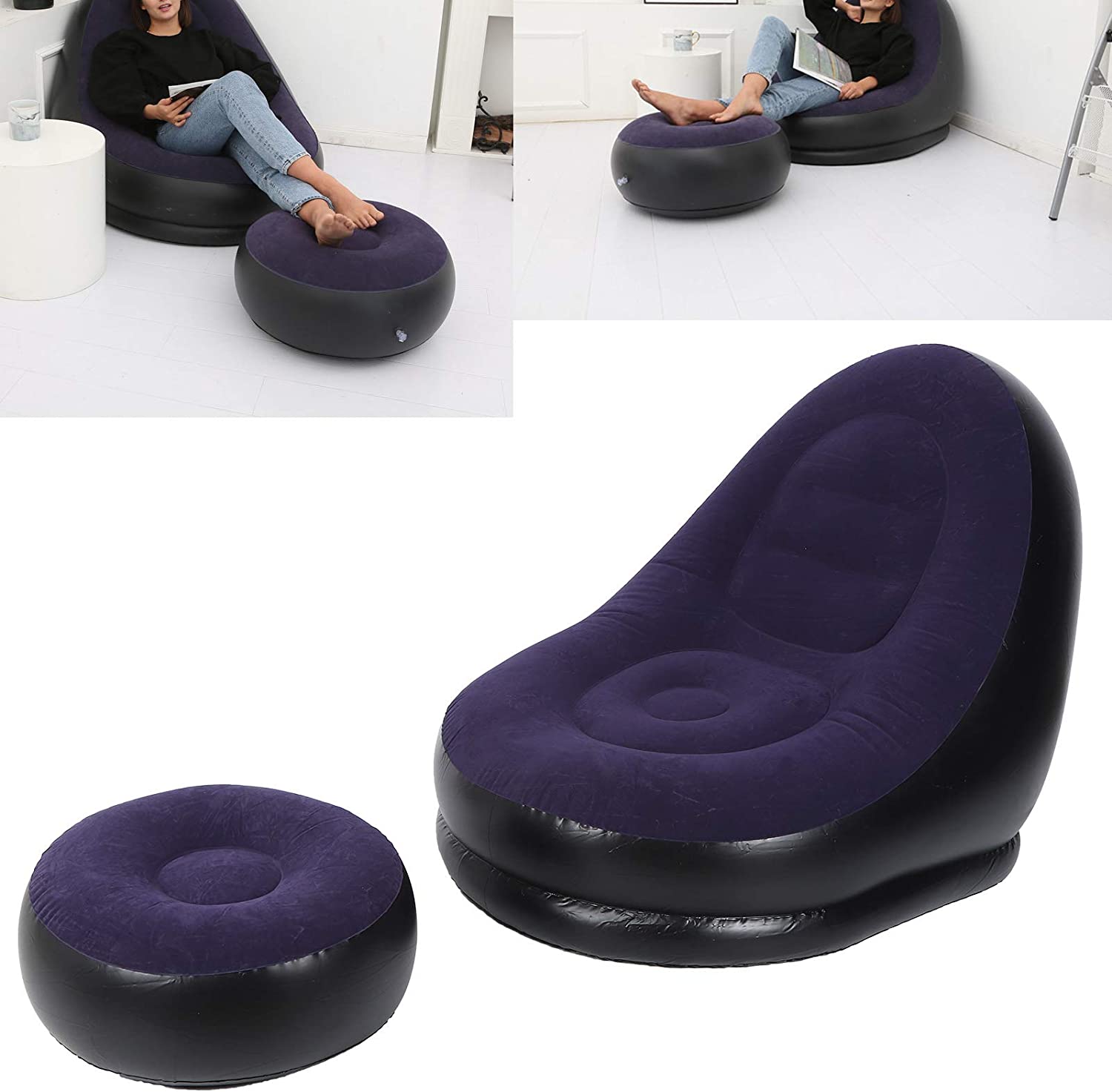 Inflatable Sofa Seat With Foot Stool And Manual Pump
