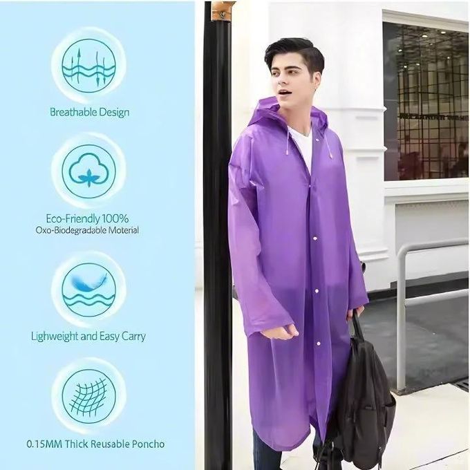 Plastic Waterproof Rain Poncho Sports Raincoats EVA Reusable Unisex Rain Coat Jacket with Hood Rain Cover for Men and Women