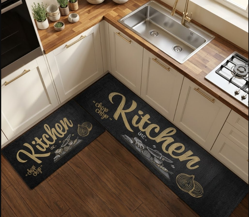 Premium 2-Piece Kitchen Mat Set - Non-Slip 3D Cushioned Floor Rugs