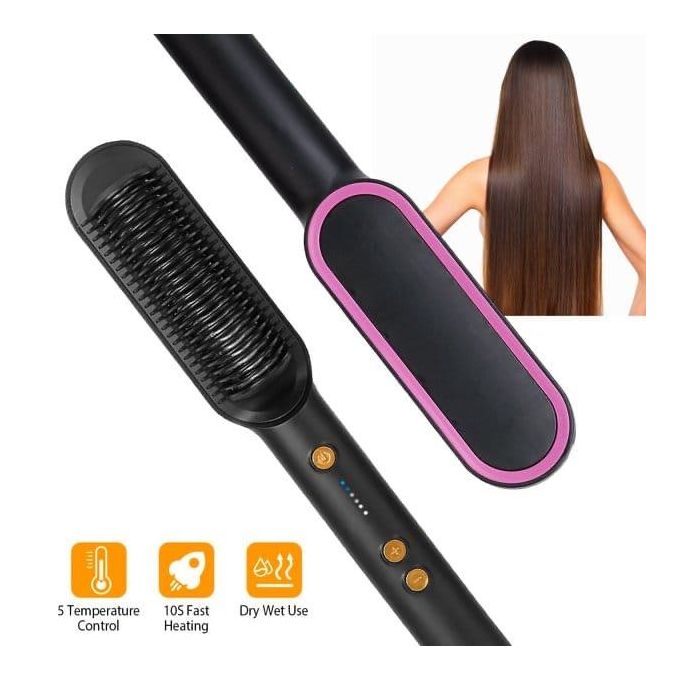 Electric Hair Straightener Brush Iron Hot Comb