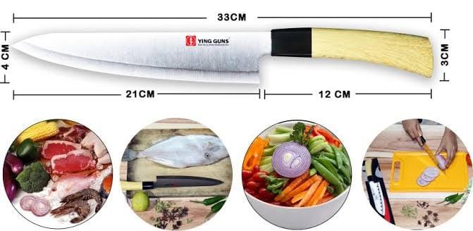 Jinjunli Chef knife with stainless steel blade and wood handle for cutting vegetables, meat and fruits