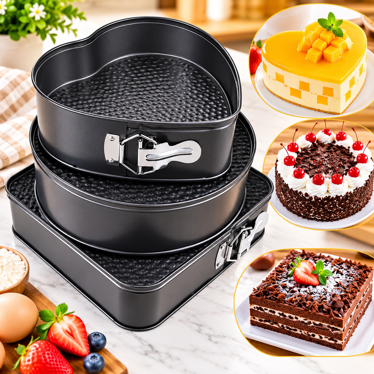 Heart Cake Mould Set 3 Tier Layer Baking Pan Cake Mould