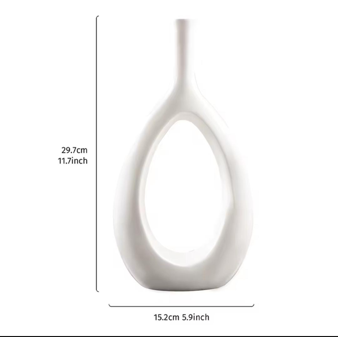 1pc Nordic Long Cork-Shaped Concrete Ceramic Fire Doughnut Vase 🏺⚡