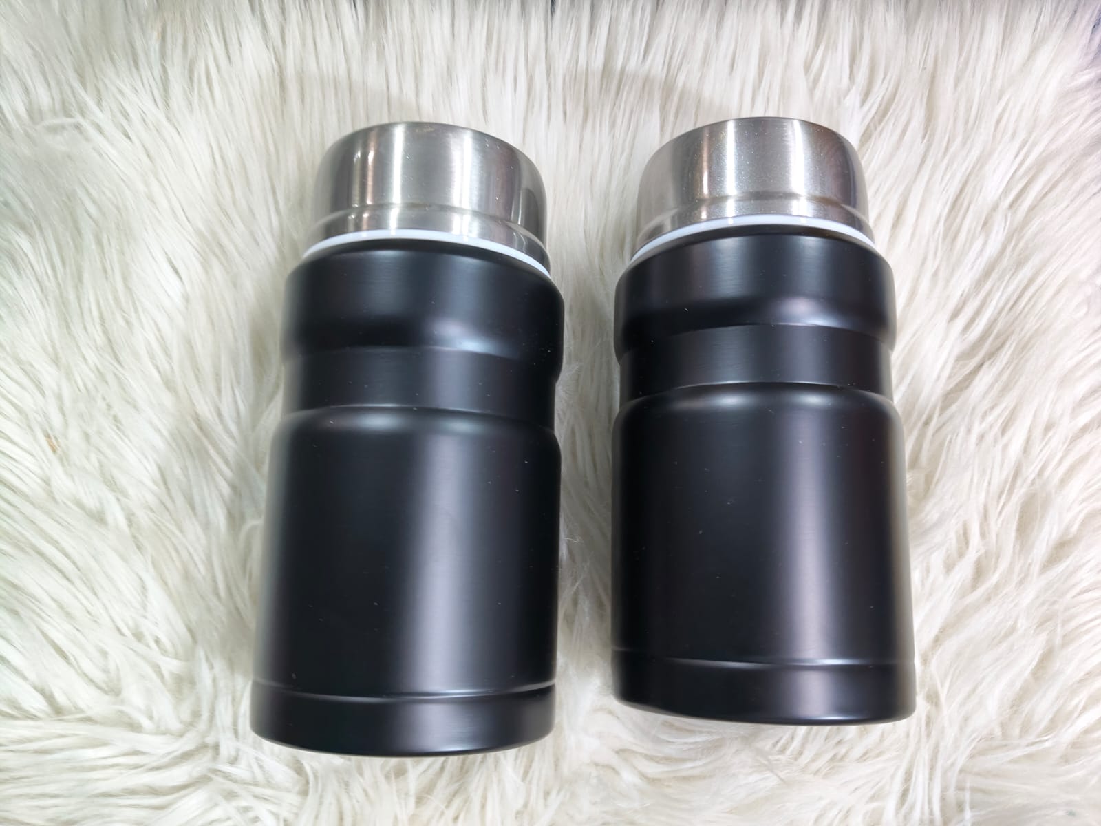 1pc Matte Black Insulated Stainless Steel Food Flask Set 🍲