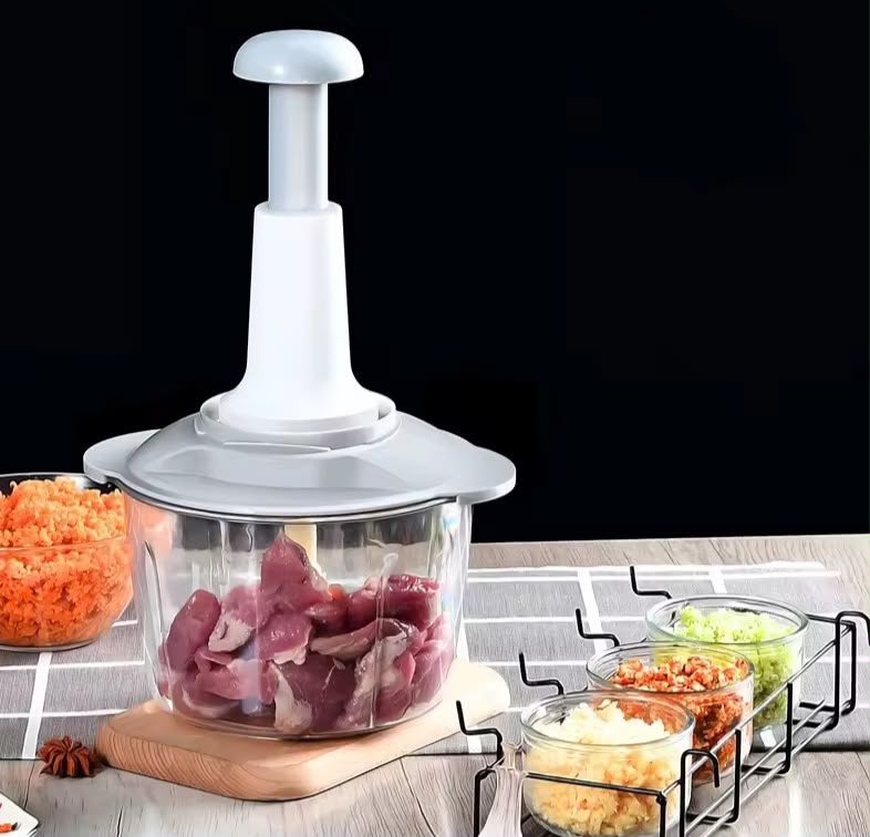 1pc Multi-Functional Hand-Press Manual Food Processor, Chopper & Slicer Kit (1.5-Liter) 🥗