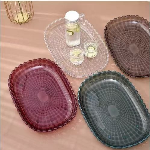 4pc Fancy Scalloped Edge Acrylic Serving Tray 🍽️