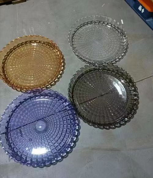 4pc Fancy Scalloped Edge Round Acrylic Serving Tray 🍽️