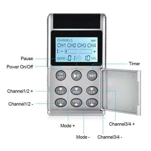PHYSIOTHERAPY 4-CHANNEL TENS MACHINE, FOUR-CHANNEL ELECTRICAL NERVE STIMULATOR, DIGITAL TENS UNIT FOR PAIN RELIEF, MULTI-CHANNEL PHYSIOTHERAPY STIMULATION DEVICE, PORTABLE ELECTRICAL MUSCLE STIMULATOR