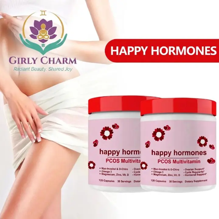 Happy Hormones PCOS Multivitamin, Hormonal Balance for Women, Myo-inositol and D-Chiro Inositol 40:1 Blend + Omega 3 + Vitamin D3 + Magnesium + Zinc - Hormonal Balance (120 capsules)