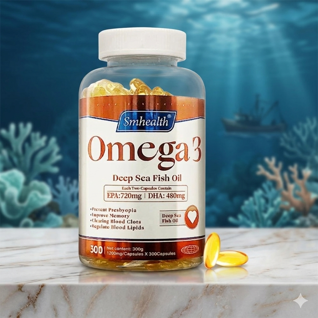 Omega 3 Fish Oil 1200mg 300 Softgels – High Potency EPA 720mg + DHA 480mg for Heart Health, Brain Function, Eye Health & Joint Support
