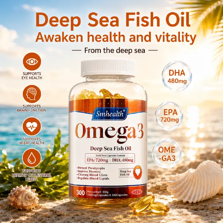Omega 3 Fish Oil 1200mg 300 Softgels – High Potency EPA 720mg + DHA 480mg for Heart Health, Brain Function, Eye Health & Joint Support
