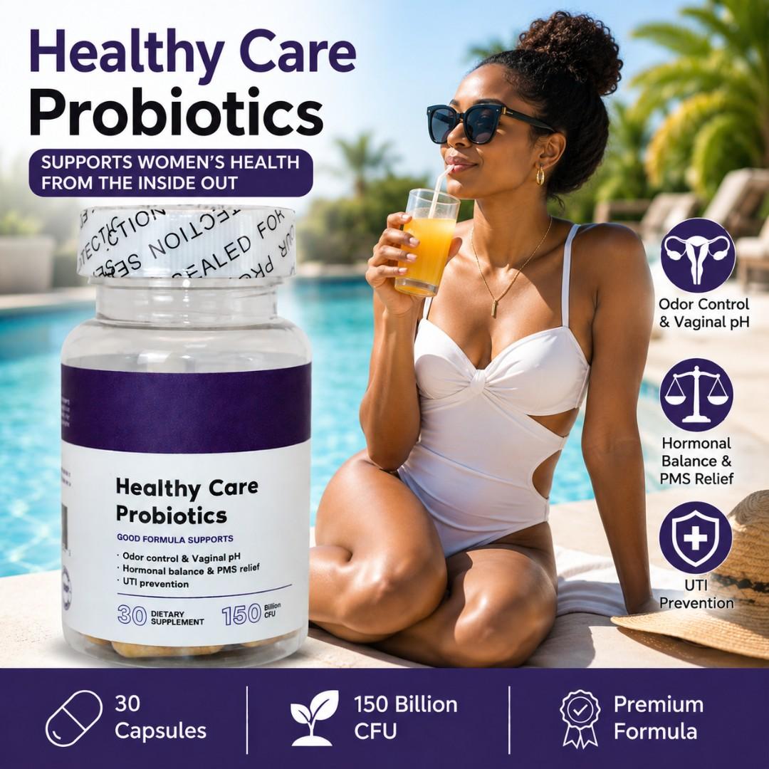 WOMEN'S HEALTHY CARE PROBIOTICS SUPPORTS HORMONAL BALANCE, VAGINAL PH BALANCE, ELIMINATES ODOR, PMS RELIEF & INTIMATE WELLNESS (30 CAPSULES)