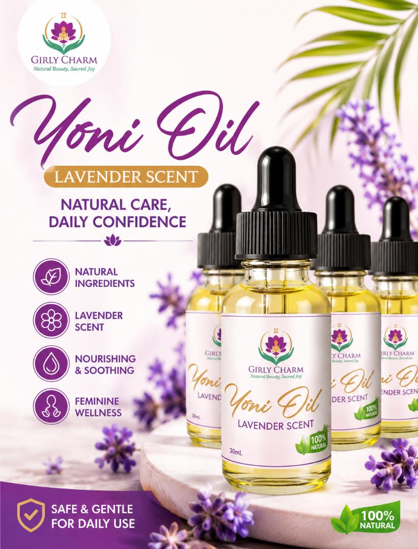 LAVENDER YONI OIL (30ML) – 100% NATURAL FEMININE CARE OIL, HYDRATING, ODOR CONTROL & SOOTHING INTIMATE OIL