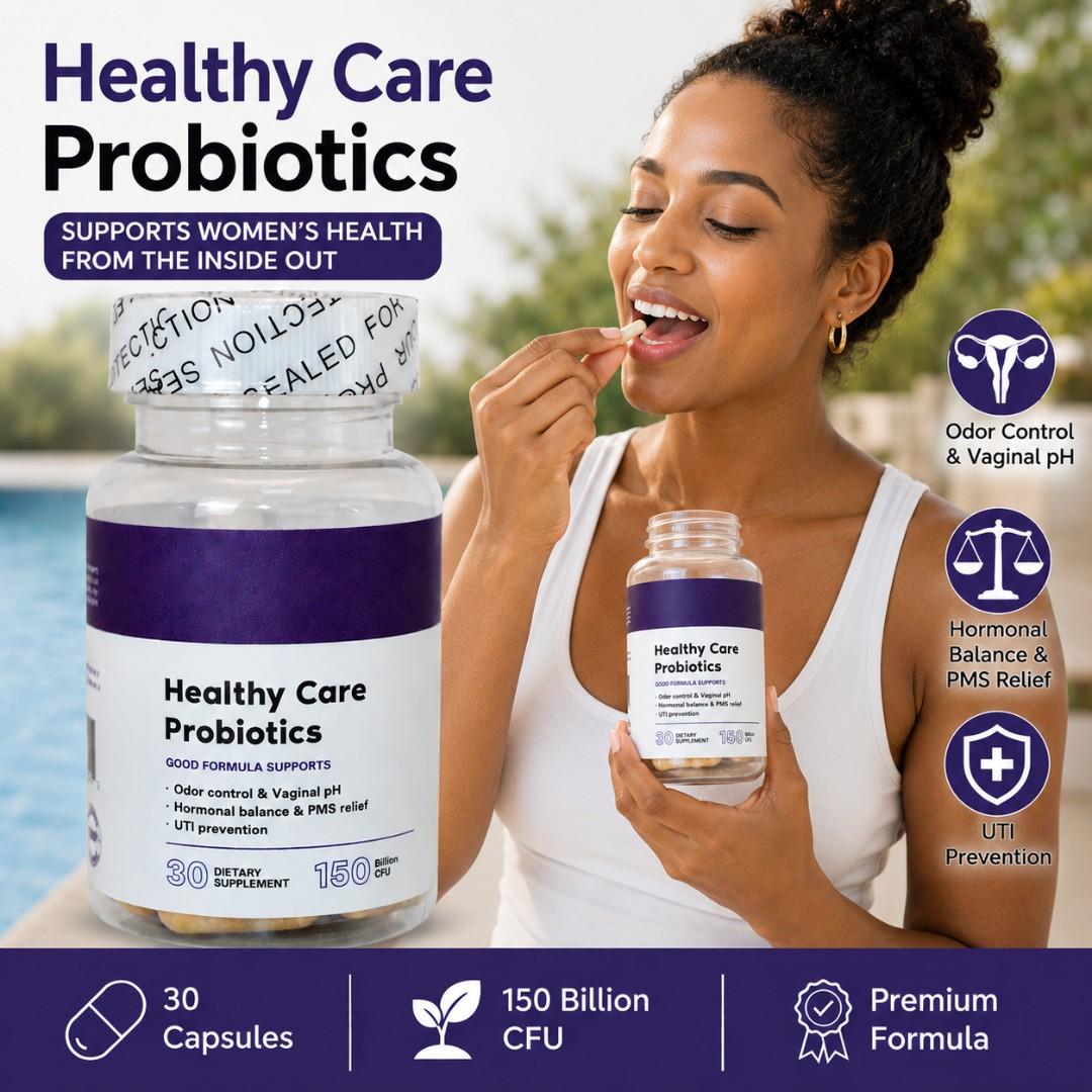 WOMEN'S HEALTHY CARE PROBIOTICS SUPPORTS HORMONAL BALANCE, VAGINAL PH BALANCE, ELIMINATES ODOR, PMS RELIEF & INTIMATE WELLNESS (30 CAPSULES)