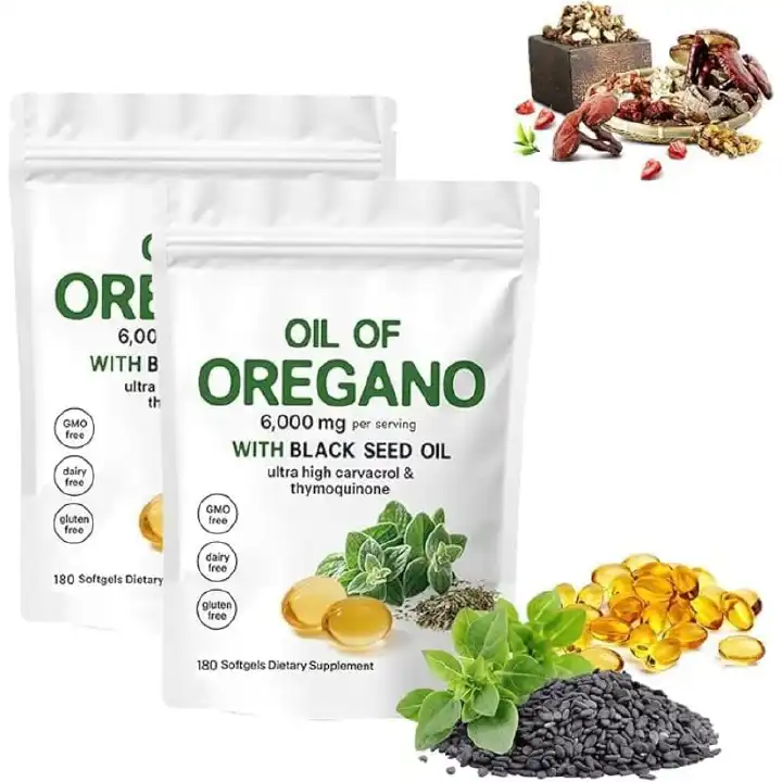 OIL OF OREGANO + BLACK SEED OIL CAPSULES - HIGH POTENCY CARVACROL 80%+ NATURAL EXTRACT IMMUNE SUPPORT. COLD & FLU RELIEF I NATURAL ANTIBACTERIAL & ANTIFUNGAL DIGESTIVE HEALTH & SINUS SUPPORT (180caps)