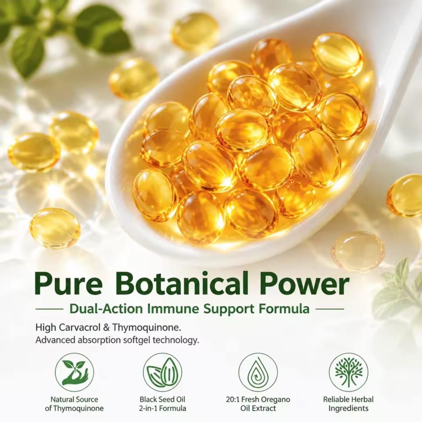 OIL OF OREGANO + BLACK SEED OIL CAPSULES - HIGH POTENCY CARVACROL 80%+ NATURAL EXTRACT IMMUNE SUPPORT. COLD & FLU RELIEF I NATURAL ANTIBACTERIAL & ANTIFUNGAL DIGESTIVE HEALTH & SINUS SUPPORT (180caps)
