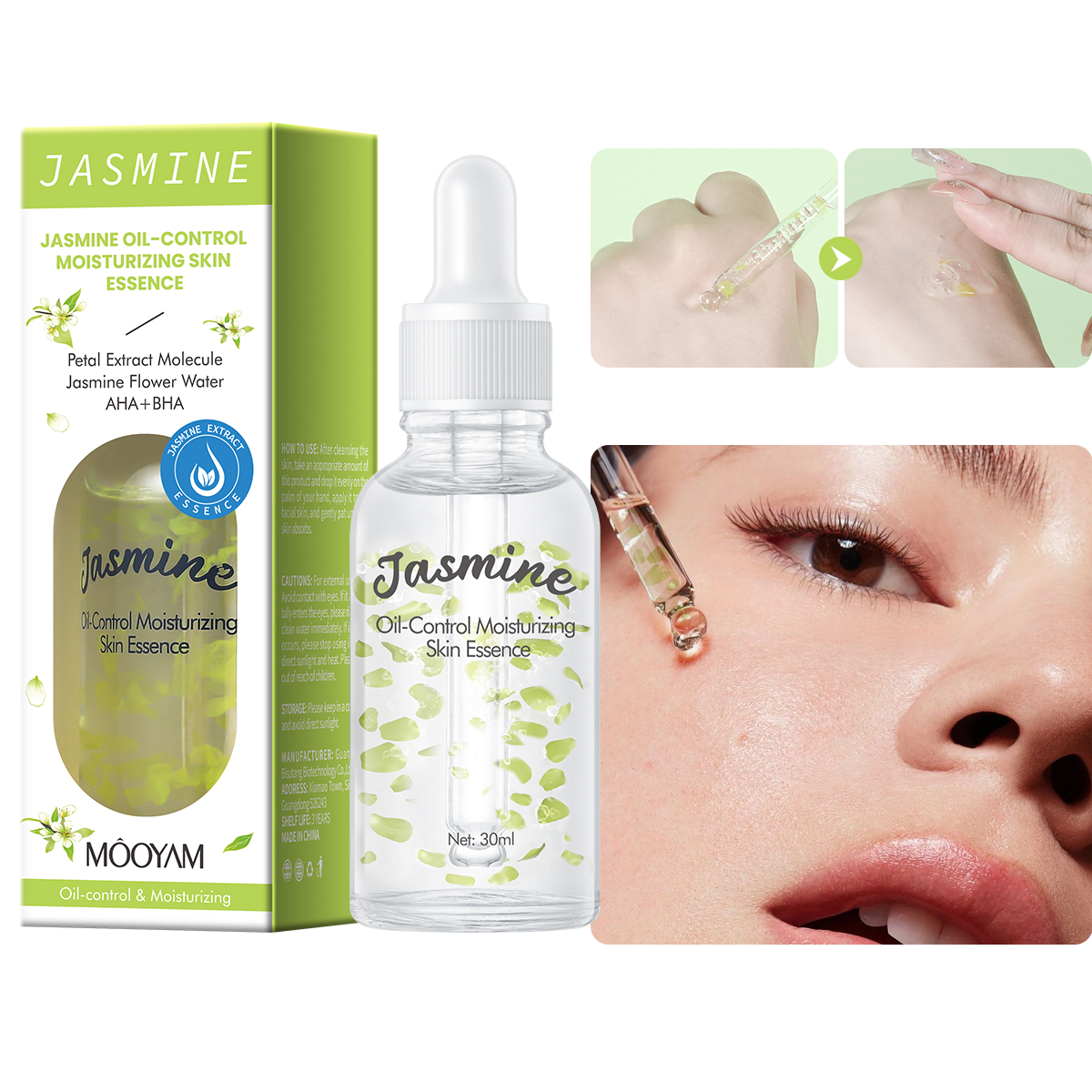 JASMINE OIL-CONTROL MOISTURIZING SKIN ESSENCE 30ML - AHA + BHA DARK SPOT REMOVER, ACNE TREATMENT & PORE TIGHTENING FACIAL SERUM FOR OILY SKIN