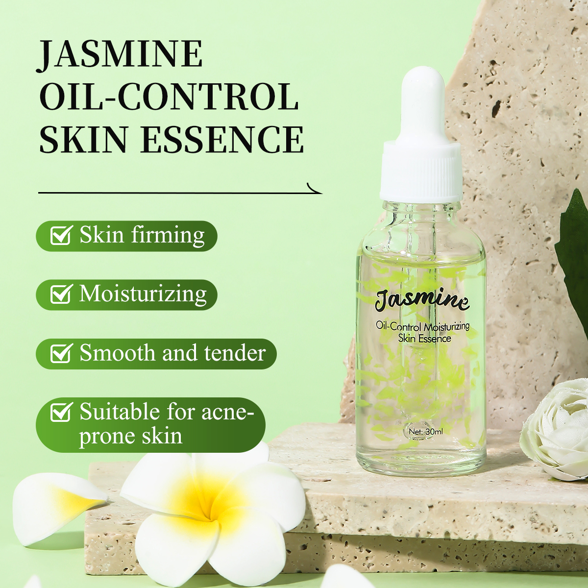 JASMINE OIL-CONTROL MOISTURIZING SKIN ESSENCE 30ML - AHA + BHA DARK SPOT REMOVER, ACNE TREATMENT & PORE TIGHTENING FACIAL SERUM FOR OILY SKIN