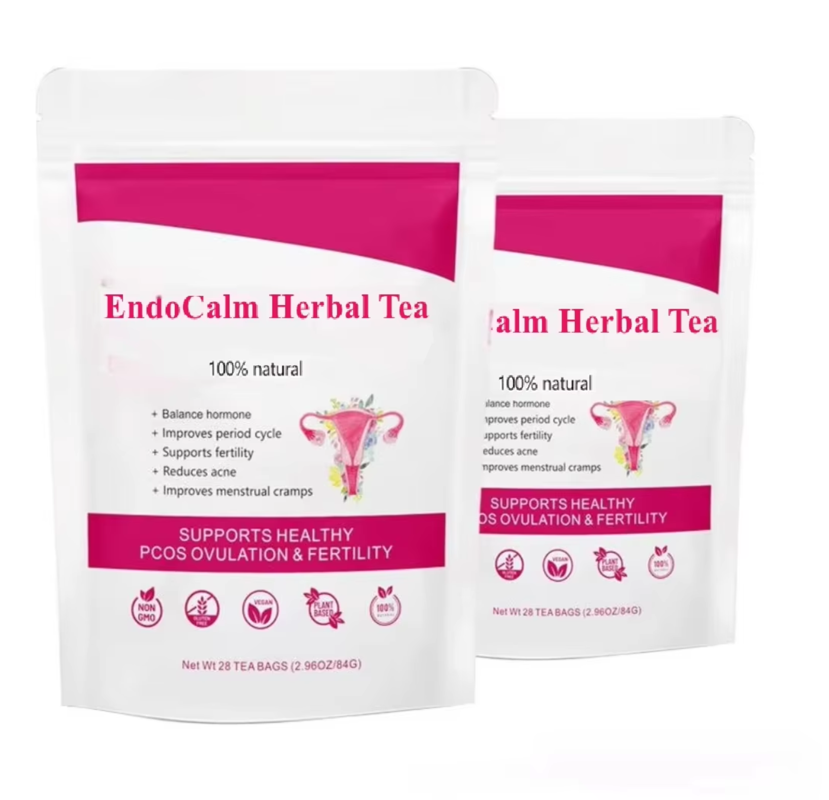 ENDOCALM HERBAL TEA FOR WOMEN – MENSTRUAL CRAMP & PERIOD COMFORT SUPPORT, FERTILITY & OVULATION WELLNESS, 28 TEA BAGS (84G)