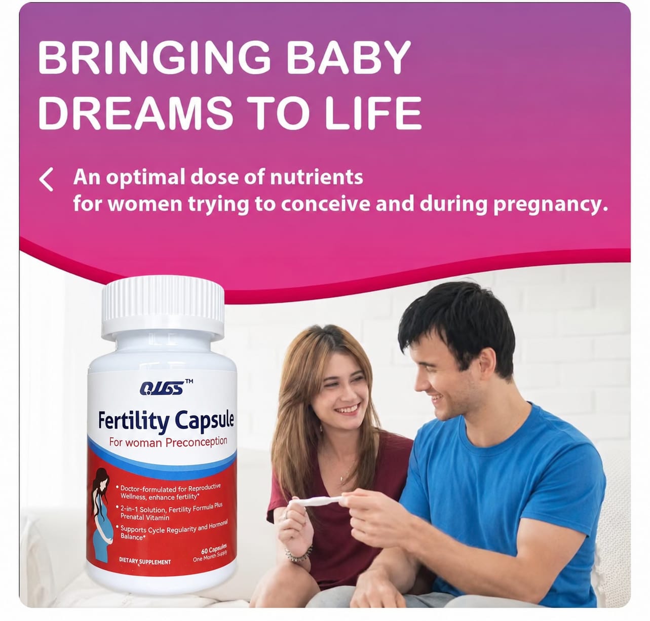 FEMALE FERTILITY SUPPORT (60 CAPS) - DOCTOR-FORMULATED 2-IN-1 PRECONCEPTION & PRENATAL VITAMINS FOR FAST & HEALTHY CONCEPTION | PREGNANCY BOOST SUPPLEMENTS FOR KENYAN WOMEN.