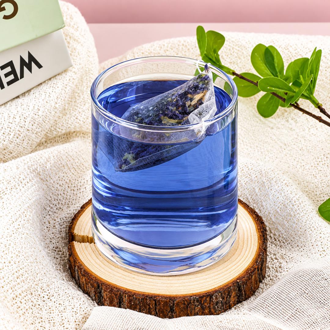 PREMIUM BLUE BUTTERFLY PEA FLOWER TEA (30 TEA BAGS) – NATURAL ANTIOXIDANT BLUE TEA FOR GLOWING SKIN, HAIR GROWTH & ANTI-AGING DETOX CHANGES COLOR TO PURPLE WHEN YOU SQUEEZ IN LEMON JUICE (SUGAR-FREE)