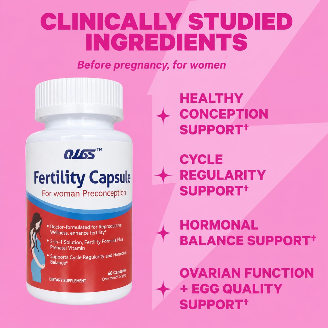 FEMALE FERTILITY SUPPORT (60 CAPS) - DOCTOR-FORMULATED 2-IN-1 PRECONCEPTION & PRENATAL VITAMINS FOR FAST & HEALTHY CONCEPTION | PREGNANCY BOOST SUPPLEMENTS FOR KENYAN WOMEN.