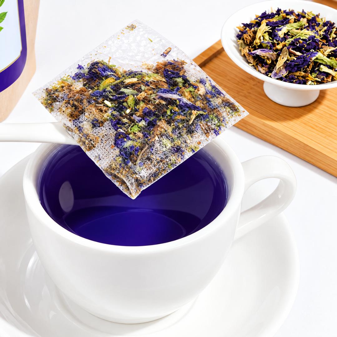 PREMIUM BLUE BUTTERFLY PEA FLOWER TEA (30 TEA BAGS) – NATURAL ANTIOXIDANT BLUE TEA FOR GLOWING SKIN, HAIR GROWTH & ANTI-AGING DETOX CHANGES COLOR TO PURPLE WHEN YOU SQUEEZ IN LEMON JUICE (SUGAR-FREE)