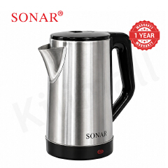 Sonar 2L 1500W Stainless Steel Electric Kettle with 1.25M Fused Power Cord Energy Efficient Heater Jug Cordless Electric Kettle SR-X2