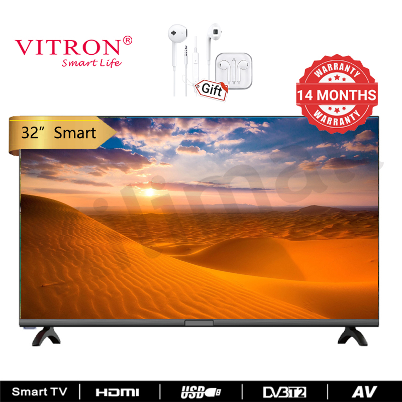 Vitron 32 Inch QLED TV Frameless Smart TV HD Netflix Bluetooth TV HTC3288QS Youtube Television DVB-T2 Android 11 AC Energy Saving Television 1G+8G