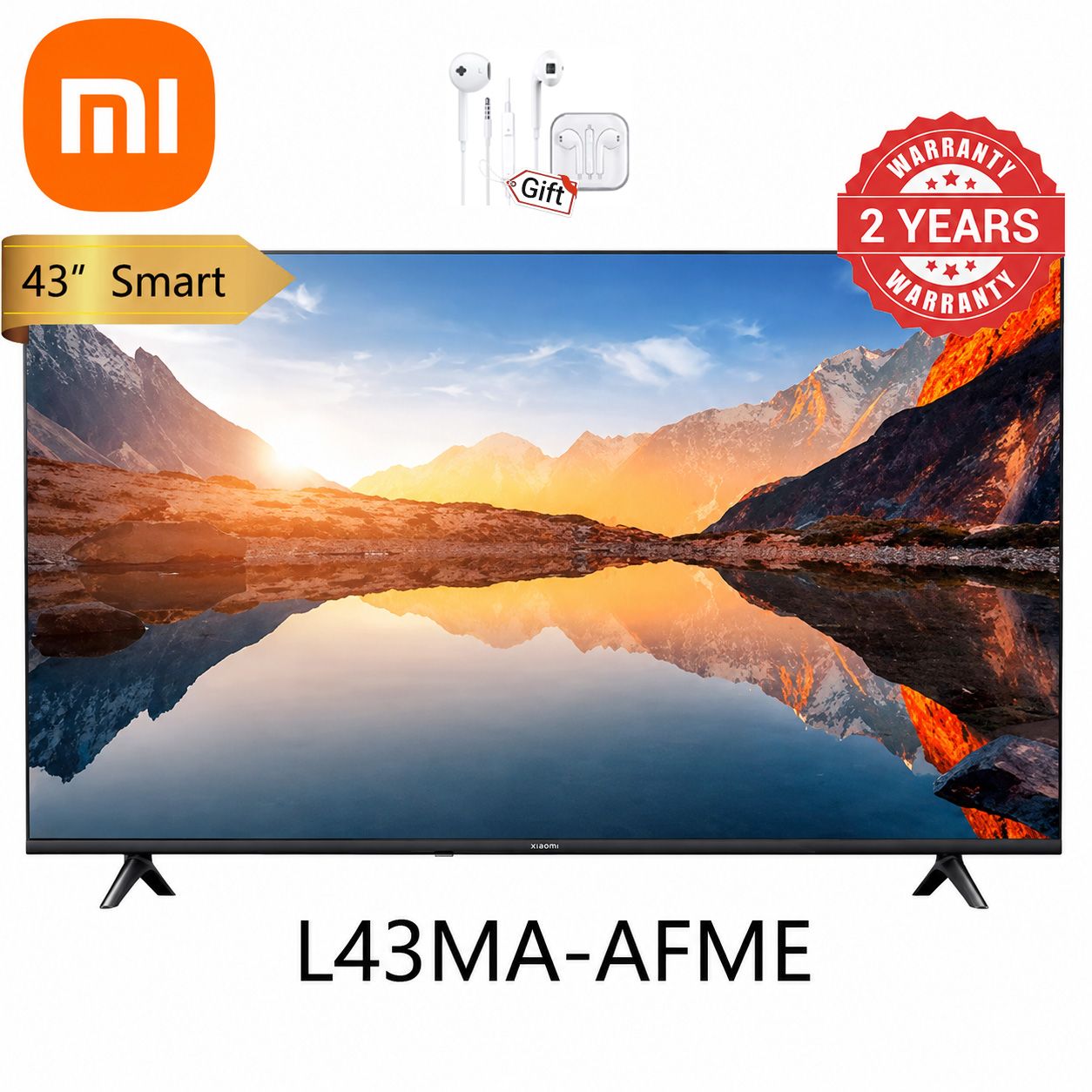 Xiaomi 43 Inch Smart TV Frameless Google TV FHD Dolby DTS Virtual X Bluetooth Chromecast L43MA-AFME Netflix Youtube Television 1.5G+8G 2 Years Warranty
