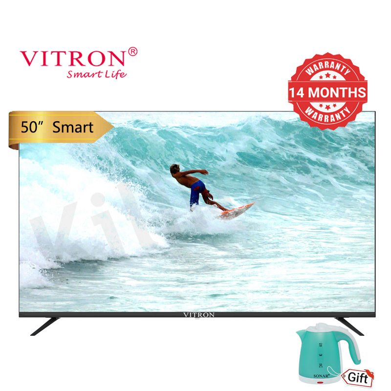 Vitron 50 Inch Frameless LED FHD Android Smart TV with Bluetooth Netflix Youtube 1.5G+8G WIFI Television HTC5008FS