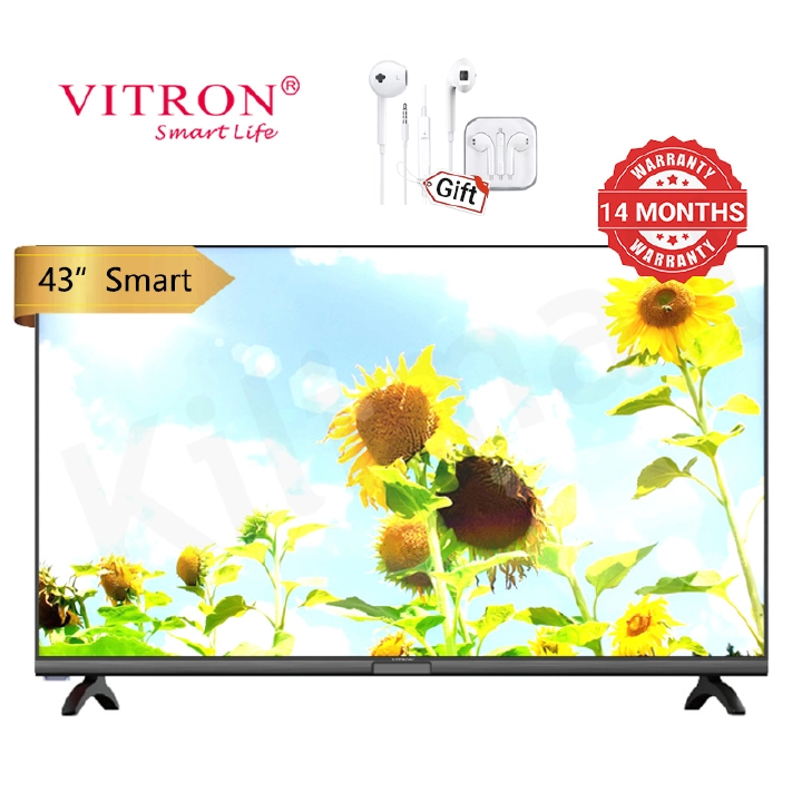 Vitron 43 inch QLED Smart TV HTC4300QFS Android Bluetooth Television Full HD Frameless TV with Netflix Youtube Television 1G+8G