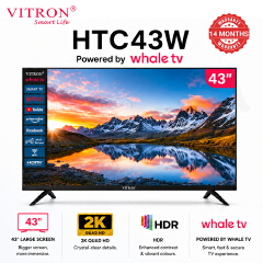 Vitron 43 inch Whale OS Smart TV HTC43W 2K QUAD HD LED TV WIFI Enabled Bluetooth Connectivity Frameless Television with Netflix Youtube 2026 New Model