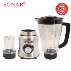 Sonar 1.8L Stainless Steel Blender 2 In 1 Countertop Blender Fruit Juicer 6 Blades with Grinding Cup Safety Inner-Lock NX-2/3