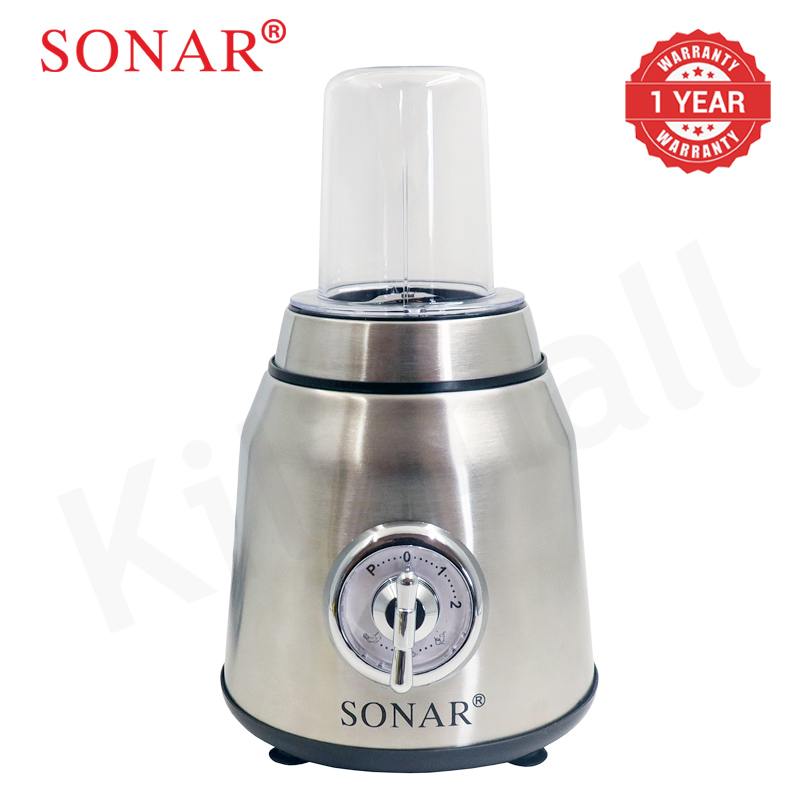 Sonar 1.8L Stainless Steel Blender 2 In 1 Countertop Blender Fruit Juicer 6 Blades with Grinding Cup Safety Inner-Lock NX-2/3