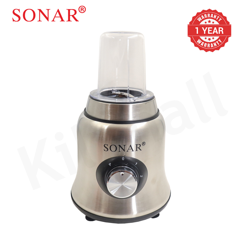 Sonar 1.8L Stainless Steel Blender 2 In 1 Countertop Blender Fruit Juicer 6 Blades with Grinding Cup Safety Inner-Lock NX-2/3
