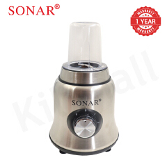 Sonar 1.8L Stainless Steel Blender 2 In 1 Countertop Blender Fruit Juicer 6 Blades with Grinding Cup Safety Inner-Lock NX-2/3