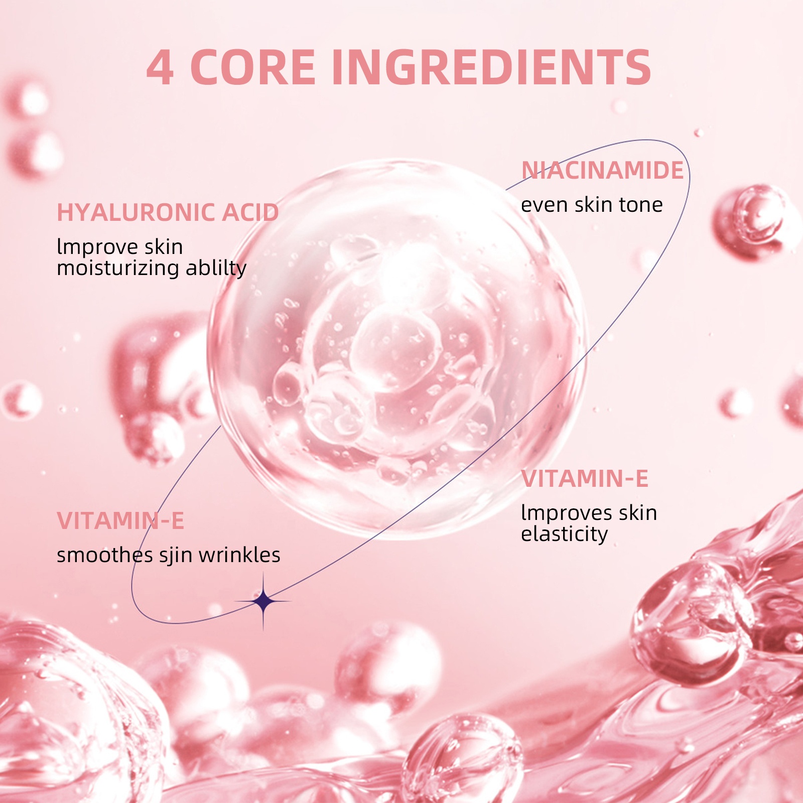 MOOYAM 5 in 1 Serum with  Niacinamide, Vitamin C, Hyaluronic Acid, Vitamin E, Collagen Face Brightening Serum, Anti Acne, Moisturizing, Anti Wrinkles, Ageing, smooth wrinkles, evens facial skin tone