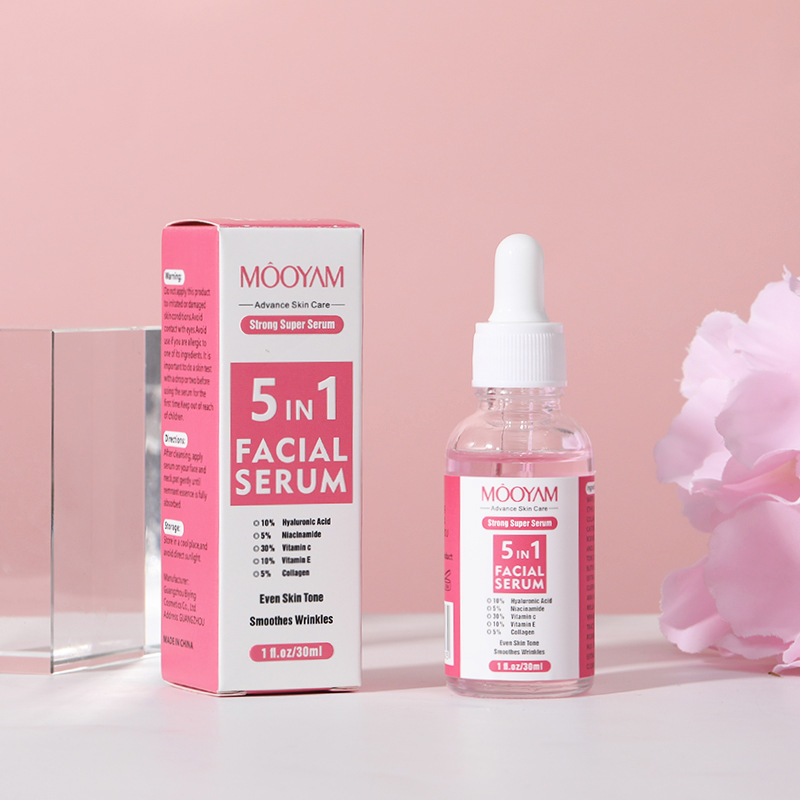 MOOYAM 5 in 1 Serum with  Niacinamide, Vitamin C, Hyaluronic Acid, Vitamin E, Collagen Face Brightening Serum, Anti Acne, Moisturizing, Anti Wrinkles, Ageing, smooth wrinkles, evens facial skin tone