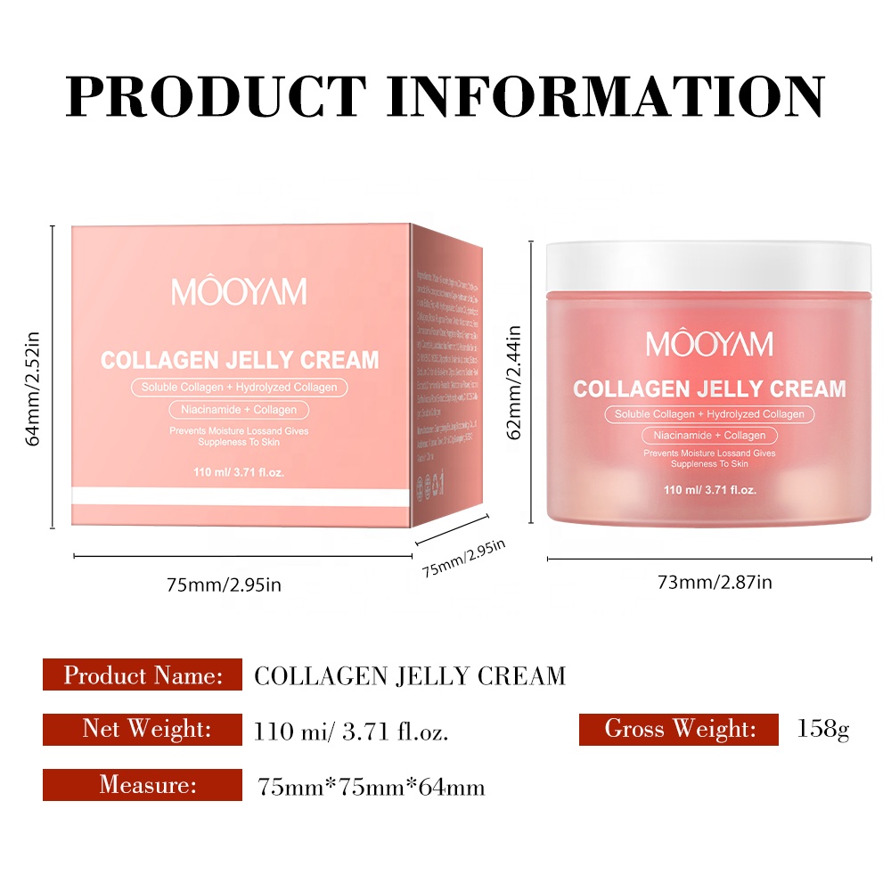 Mooyam Hydrolyzed Collagen Cream Glowing Lightening Face Cream Lotion Moisturizing Niacinamide Collagen Jelly Cream Pink Soluble Collagen Skin Revitalizer, Nourishing, Moisturizer, Lightening, Firming