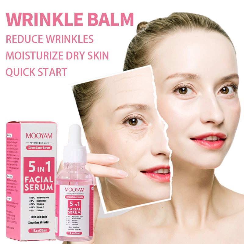 MOOYAM 5 in 1 Serum with  Niacinamide, Vitamin C, Hyaluronic Acid, Vitamin E, Collagen Face Brightening Serum, Anti Acne, Moisturizing, Anti Wrinkles, Ageing, smooth wrinkles, evens facial skin tone