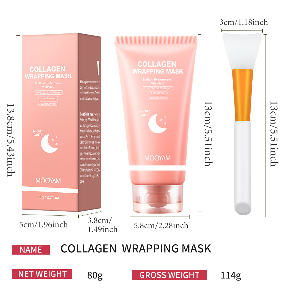 MOOYAM Collagen Wrapping Mask with Hydrolyzed Collagen Niacinamide Panthenol Vitamin C Sodium Hyaluronate, Peel Off Facial Mask, Face Skincare, Glowing Skin, Deep Repairing Hydrating Glass Moisturizer