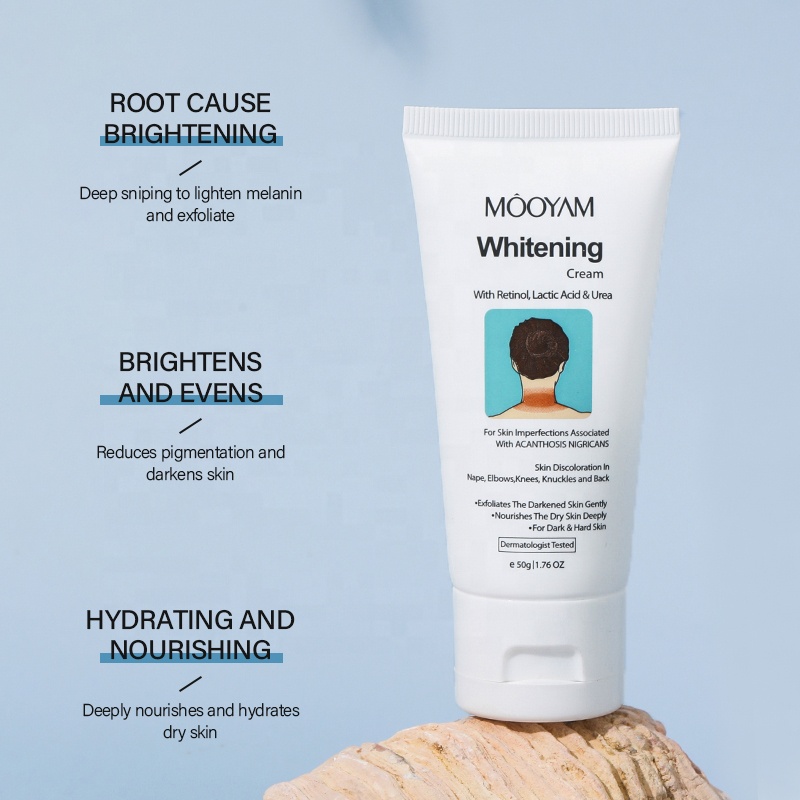 MOOYAM Whitening Cream with Retinol, Lactic Acid, Urea Acanthosis Nigricans Remove Black Patches Dark Spot Corrector Knee Elbow Underarm Knuckles Neck Lightening Skin Cream