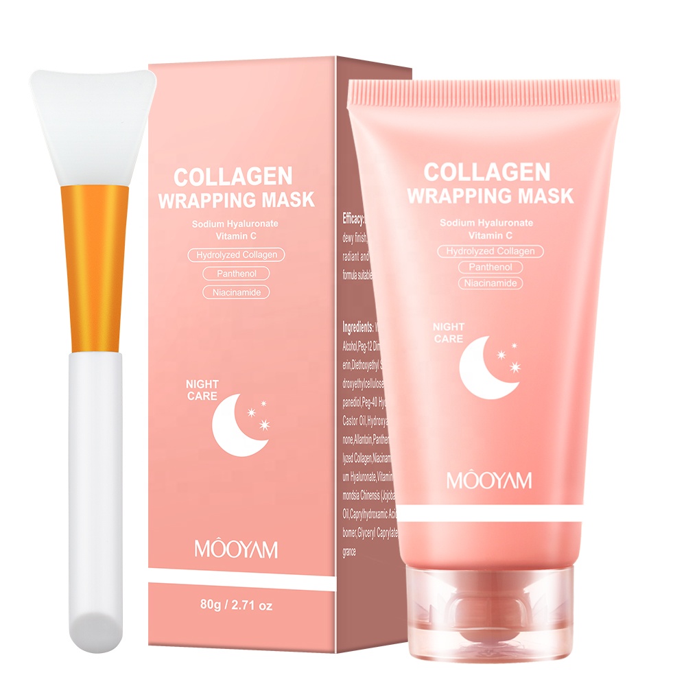 MOOYAM Collagen Wrapping Mask with Hydrolyzed Collagen Niacinamide Panthenol Vitamin C Sodium Hyaluronate, Peel Off Facial Mask, Face Skincare, Glowing Skin, Deep Repairing Hydrating Glass Moisturizer